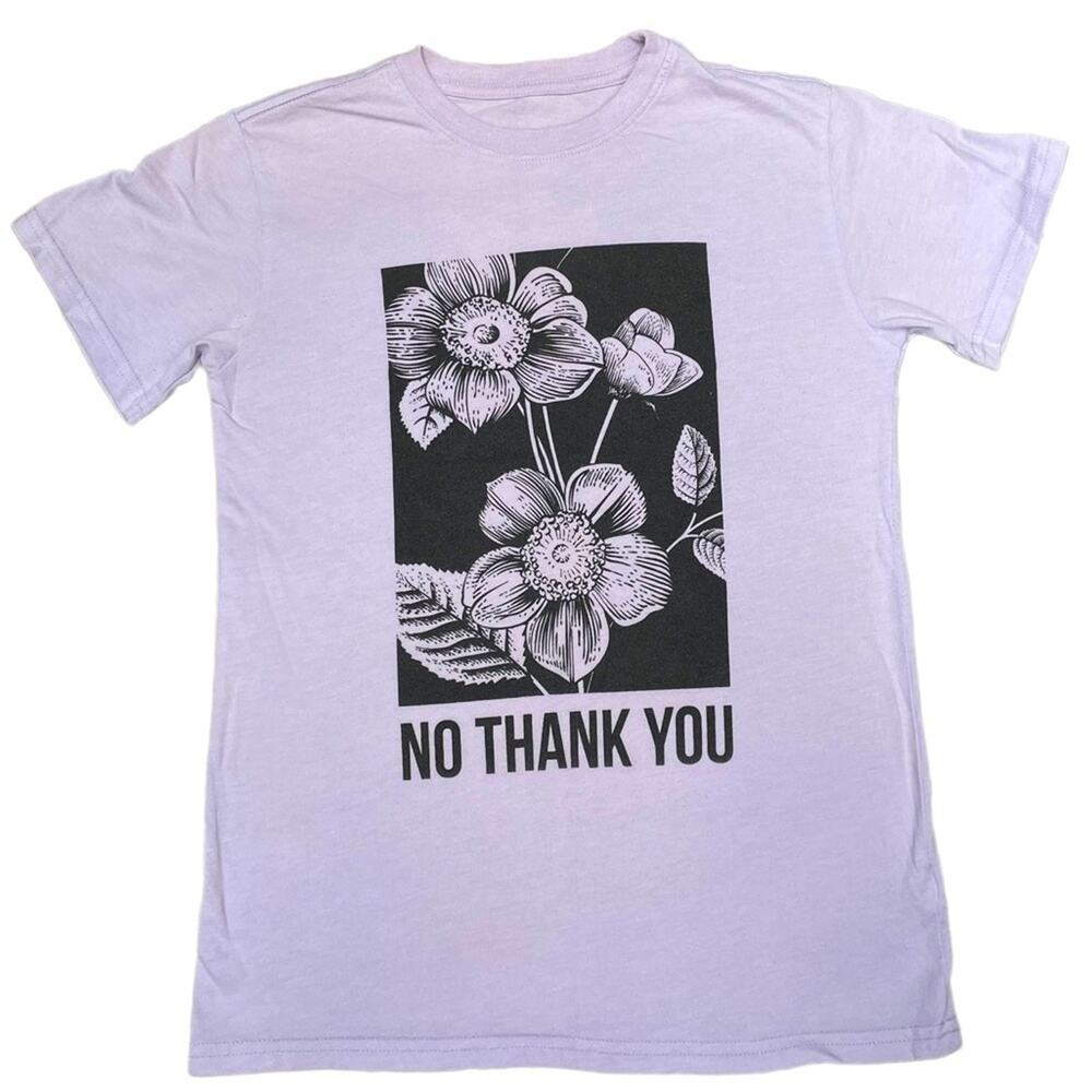 Mighty Fine Light Lavender short sleeve graphic No Thank You tee size XS